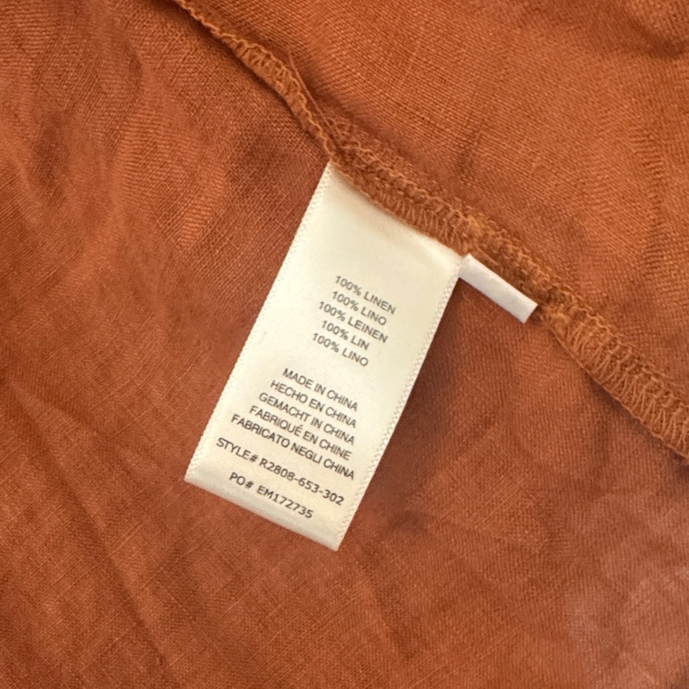 Cloth & Stone Terracotta 100% Linen Button-Down Shirt - Picture 3 of 4